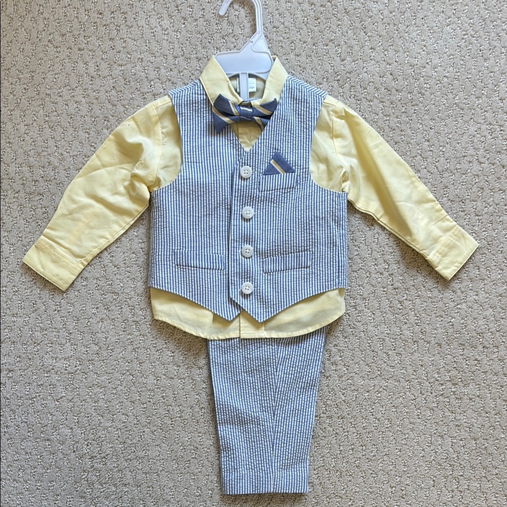 Baby Boy Yellow and Blue Outfit Set, Size 12M